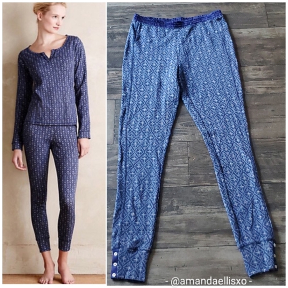 Anthro. Eloise Blue Motif Thermal Lounge Pants